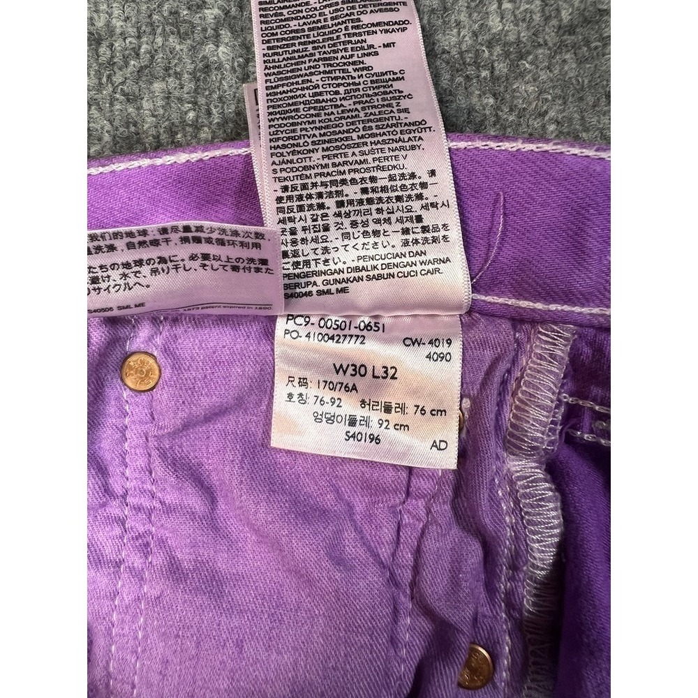 Levi's Men's 501 W30 L32 Purple Overdyed Jeans Y2K Grunge Streetwear Depop Skate - Picture 9 of 15